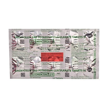 Augmentin (Amoxicillin and Clavulanate Potassium) 625 mg 60 tabs